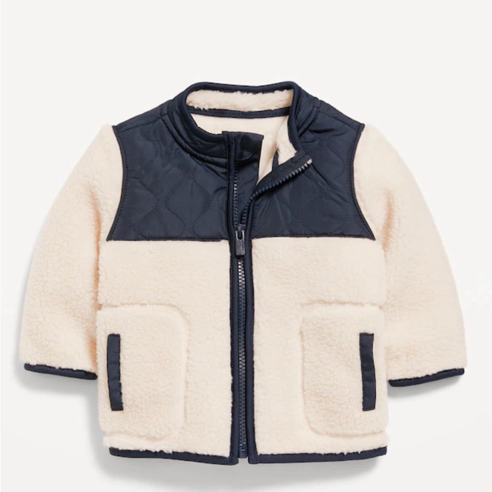 Unisex Cozy Sherpa Hybrid Zip Jacket for Baby